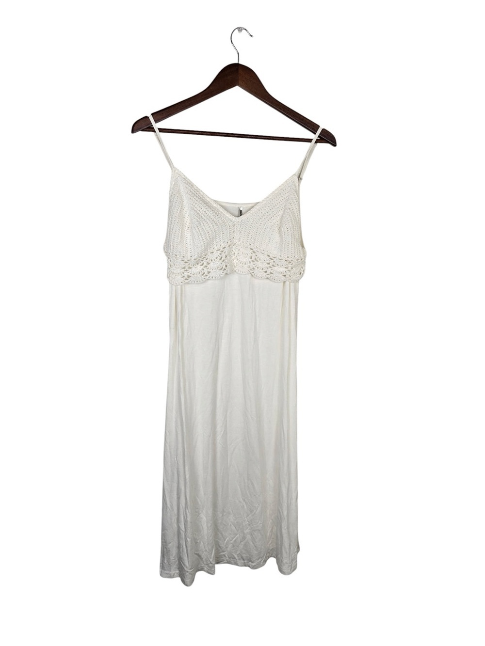 Monoreno White Crochet Lace Slip Dress Coastal Boho Cottagecore S - Picture 5 of 7
